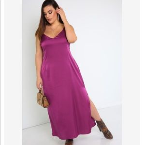 Rebdolls “keep up” satin slip maxi dress.
